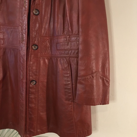 Vintage leather jacket winged collar camel brown - Picture 2 of 11